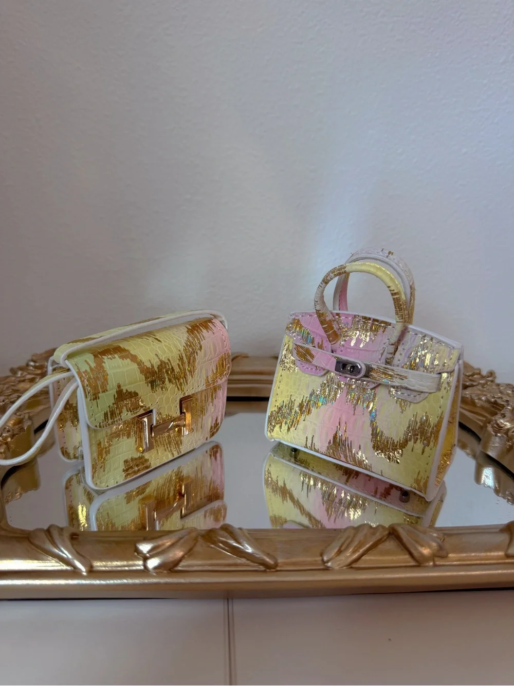 2pc Leather Mini Bag Charm